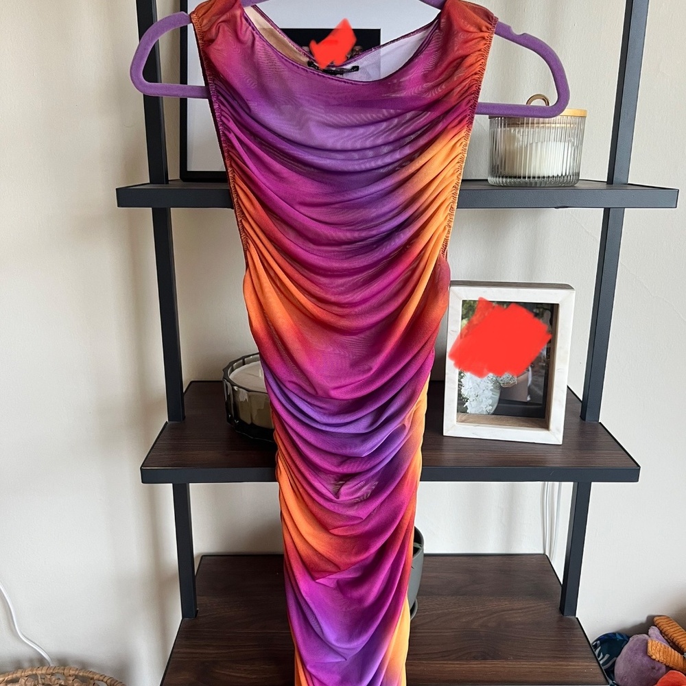 Zara Multicolor Ruched Dress - Picture 2 of 2